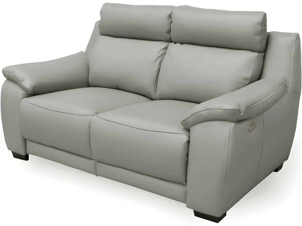 Canapé 2 Places Avec 2 Relax En 100% Tout Cuir épais Luxe Italien - 2 Relax électriques, Gris Clair. BERN 3 Canapé 2 Places Avec 2 Relax En 100% Tout Cuir épais Luxe Italien - 2 Relax électriques, Gris Clair. BERN – Image 3