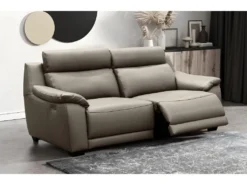 Canapé 3 Places Avec 2 Relax En 100% Tout Cuir épais Luxe Italien - 2 Relax électriques, Taupe. BERN