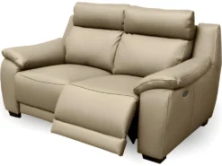 Canapé 2 Places Avec 2 Relax En 100% Tout Cuir épais Luxe Italien - 2 Relax électriques, Beige. BERN -Canapé Soldes Boutique canape 12305039