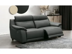Canapé 3 Places Avec 2 Relax En 100% Tout Cuir épais Luxe Italien - 2 Relax électriques, Anthracite. BERN