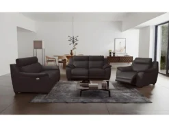 Canapé 3 Places Avec 2 Relax En 100% Tout Cuir épais Luxe Italien - 2 Relax électriques, Chocolat CLAIR. BERN -Canapé Soldes Boutique canape 12305063