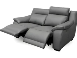 Canapé 2 Places Avec 2 Relax En 100% Tout Cuir épais Luxe Italien - 2 Relax électriques, Gris Foncé. BERN