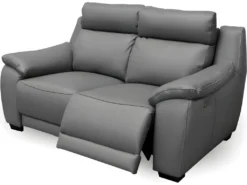 Canapé 2 Places Avec 2 Relax En 100% Tout Cuir épais Luxe Italien - 2 Relax électriques, Gris Foncé. BERN -Canapé Soldes Boutique canape 12305073