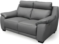 Canapé 2 Places Avec 2 Relax En 100% Tout Cuir épais Luxe Italien - 2 Relax électriques, Gris Foncé. BERN -Canapé Soldes Boutique canape 12305075