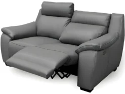 Canapé 2 Places Avec 2 Relax En 100% Tout Cuir épais Luxe Italien - 2 Relax électriques, Gris Foncé. BERN -Canapé Soldes Boutique canape 12305077