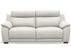 Canapé 3 Places Avec 2 Relax En 100% Tout Cuir épais Luxe Italien - 2 Relax électriques, Blanc Cassé. BERN -Canapé Soldes Boutique canape 12305101
