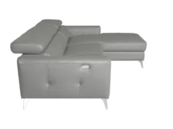 Canapé D'angle En Cuir Italien De Luxe 5 Places BOTERO, Avec Relax électrique, Gris Clair, Angle Droit -Canapé Soldes Boutique canape 12328491