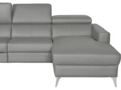 Canapé D'angle En Cuir Italien De Luxe 5 Places BOTERO, Avec Relax électrique, Gris Clair, Angle Droit -Canapé Soldes Boutique canape 12328493