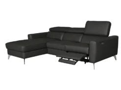 Canapé D'angle En Cuir Italien De Luxe 5 Places BOTERO, Avec Relax électrique, Noir, Angle Gauche -Canapé Soldes Boutique canape 12328501