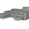 Canapé D'angle En Cuir Italien De Luxe 5 Places BOTERO, Avec Relax électrique, Gris Clair, Angle Gauche