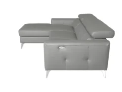 Canapé D'angle En Cuir Italien De Luxe 5 Places BOTERO, Avec Relax électrique, Gris Clair, Angle Gauche -Canapé Soldes Boutique canape 12328523