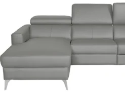 Canapé D'angle En Cuir Italien De Luxe 5 Places BOTERO, Avec Relax électrique, Gris Clair, Angle Gauche -Canapé Soldes Boutique canape 12328525