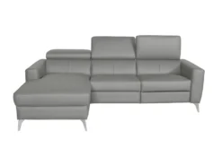 Canapé D'angle En Cuir Italien De Luxe 5 Places BOTERO, Avec Relax électrique, Gris Clair, Angle Gauche -Canapé Soldes Boutique canape 12328527