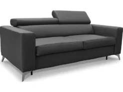 Canapé 3 Places Convertible En Cuir Italien De Luxe MOVIDA, Gris Foncé -Canapé Soldes Boutique canape 12328617