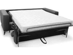 Canapé 3 Places Convertible En Cuir Italien De Luxe MOVIDA, Gris Foncé -Canapé Soldes Boutique canape 12328621