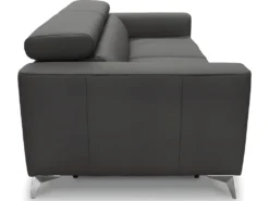 Canapé 3 Places Convertible En Cuir Italien De Luxe MOVIDA, Gris Foncé -Canapé Soldes Boutique canape 12328623