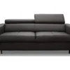 Canapé 3 Places Convertible En Cuir Italien De Luxe MOVIDA, Noir