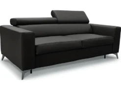 Canapé 3 Places Convertible En Cuir Italien De Luxe MOVIDA, Noir -Canapé Soldes Boutique canape 12328631