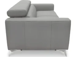 Canapé 3 Places Convertible En Cuir Italien De Luxe MOVIDA, Gris Clair -Canapé Soldes Boutique canape 12328651