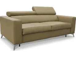 Canapé 3 Places Convertible En Cuir Italien De Luxe MOVIDA, Beige -Canapé Soldes Boutique canape 12328661