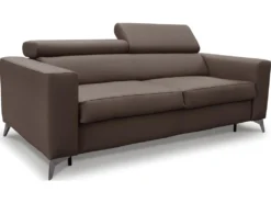 Canapé 3 Places Convertible En Cuir Italien De Luxe MOVIDA, Taupe -Canapé Soldes Boutique canape 12328671