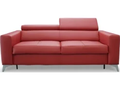 Canapé 3 Places Convertible En Cuir Italien De Luxe MOVIDA, Rouge Foncé -Canapé Soldes Boutique canape 12328681