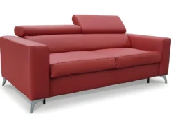 Canapé 3 Places Convertible En Cuir Italien De Luxe MOVIDA, Rouge Foncé -Canapé Soldes Boutique canape 12328683