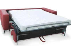 Canapé 3 Places Convertible En Cuir Italien De Luxe MOVIDA, Rouge Foncé -Canapé Soldes Boutique canape 12328689