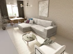 Canapé D'angle Gauche En Velours Côtelé Gris CURIPINA -Canapé Soldes Boutique canape 12331277