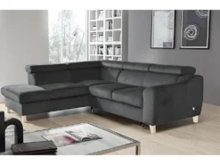 Canapé D'angle Convertible En Tissu Luxe 5 Places, ASTERIA Gris Foncé, Angle Gauche