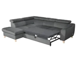 Canapé D'angle Convertible En Tissu Luxe 5 Places, ASTERIA Gris Foncé, Angle Gauche -Canapé Soldes Boutique canape 12331821