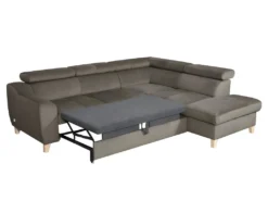 Canapé D'angle Convertible En Tissu Luxe 5 Places, ASTERIA Taupe, Angle Droit -Canapé Soldes Boutique canape 12331845