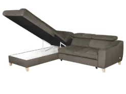 Canapé D'angle Convertible En Tissu Velours Luxe 5 Places, ASTERIA Taupe, Angle Gauche -Canapé Soldes Boutique canape 12331861