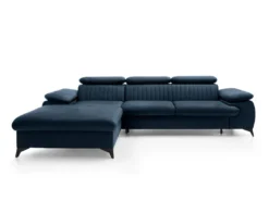 Canapé D'angle Gauche Convertible En Velours Bleu Nuit SAMARA De Pascal Morabito -Canapé Soldes Boutique canape 12344453