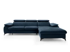 Canapé D'angle Droit Convertible En Velours Bleu Nuit SAMARA De Pascal Morabito -Canapé Soldes Boutique canape 12344465