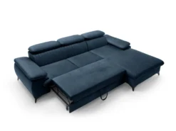 Canapé D'angle Droit Convertible En Velours Bleu Nuit SAMARA De Pascal Morabito -Canapé Soldes Boutique canape 12344467