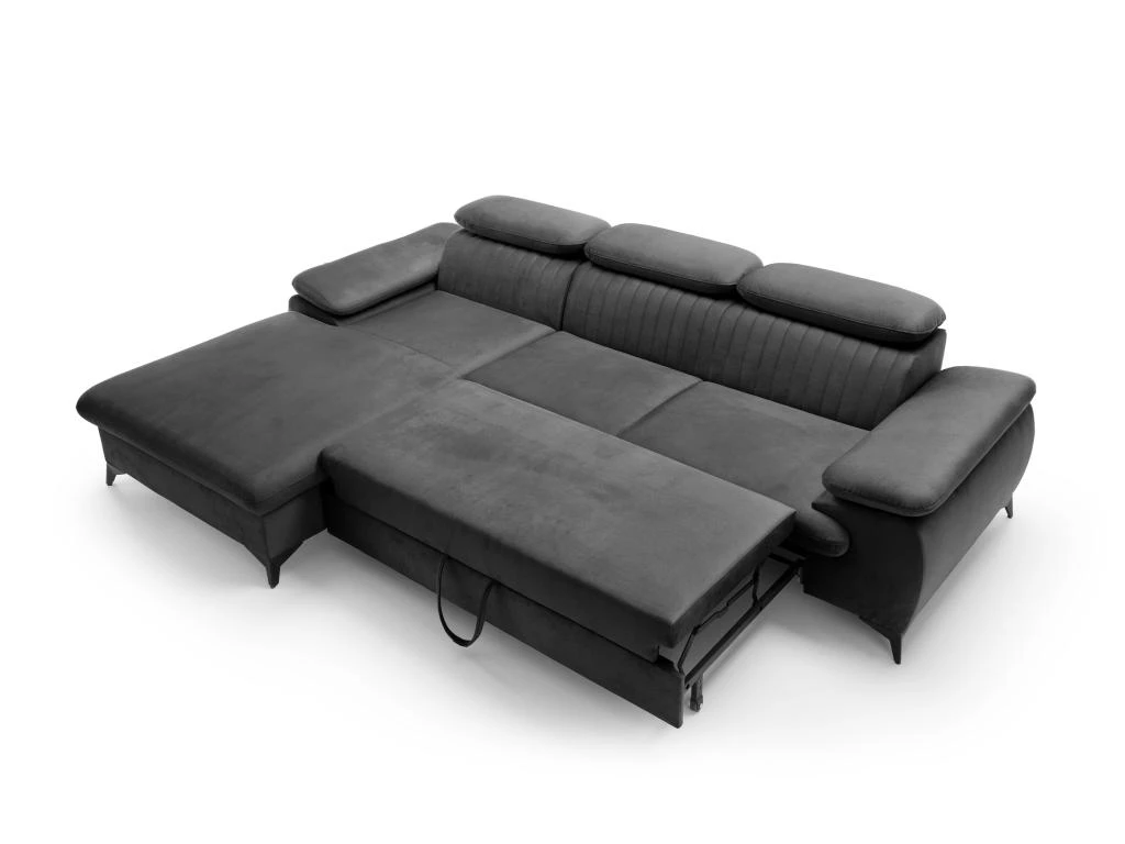 Canapé D'angle Gauche Convertible En Velours Gris Anthracite SAMARA De Pascal Morabito 5 Canapé D'angle Gauche Convertible En Velours Gris Anthracite SAMARA De Pascal Morabito – Image 5