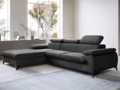 Canapé D'angle Gauche Convertible En Velours Gris Anthracite SAMARA De Pascal Morabito 11 Canapé D'angle Gauche Convertible En Velours Gris Anthracite SAMARA De Pascal Morabito -Canapé Soldes Boutique canape 12344535