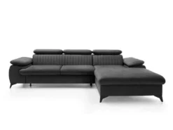 Canapé D'angle Droit Convertible En Velours Gris Anthracite SAMARA De Pascal Morabito -Canapé Soldes Boutique canape 12344537