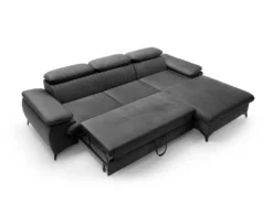 Canapé D'angle Droit Convertible En Velours Gris Anthracite SAMARA De Pascal Morabito -Canapé Soldes Boutique canape 12344539