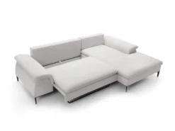 Canapé D'angle Droit Convertible En Tissu Bouclette Blanc JOLESA -Canapé Soldes Boutique canape 12345727