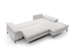 Canapé D'angle Droit Convertible En Tissu Bouclette Blanc JOLESA -Canapé Soldes Boutique canape 12345729