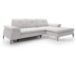 Canapé D'angle Droit Convertible En Tissu Bouclette Blanc JOLESA -Canapé Soldes Boutique canape 12345731