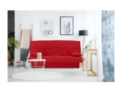 DREAM Banquette Clic Clac 3 Places - Tissu Rouge - Slyle Contemporain - L 190 X P 92 Cm -Canapé Soldes Boutique canape 12396145