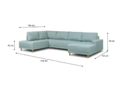 Canapé D'angle Panoramique Convertible 7 Places - Scandinave Bleu Gris - JAKOB -Canapé Soldes Boutique canape 12396843