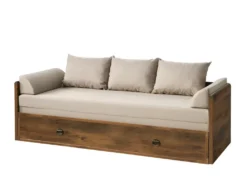 VENNA | Lit Banquette Gigogne Chambre Jeune | Style Classique | 202.5x79-154x60.5 Cm | Tiroir De Rangement Coulissant
