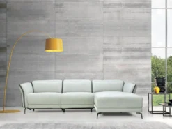 Canapé D'angle Droit Relax électrique En Tissu Gris Clair Et Gris Anthracite GERALDINE