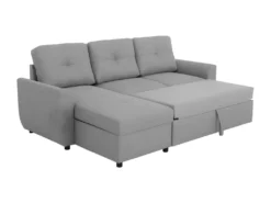 Canapé D'angle Convertible Réversible 5 Places - Tissu Gris - FOLK -Canapé Soldes Boutique canape 12408371