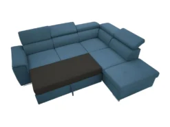 Canapé D'angle Convertible Panoramique 5 Places - Tissu Malmo Bleu Marine - DAYTONA -Canapé Soldes Boutique canape 12408659