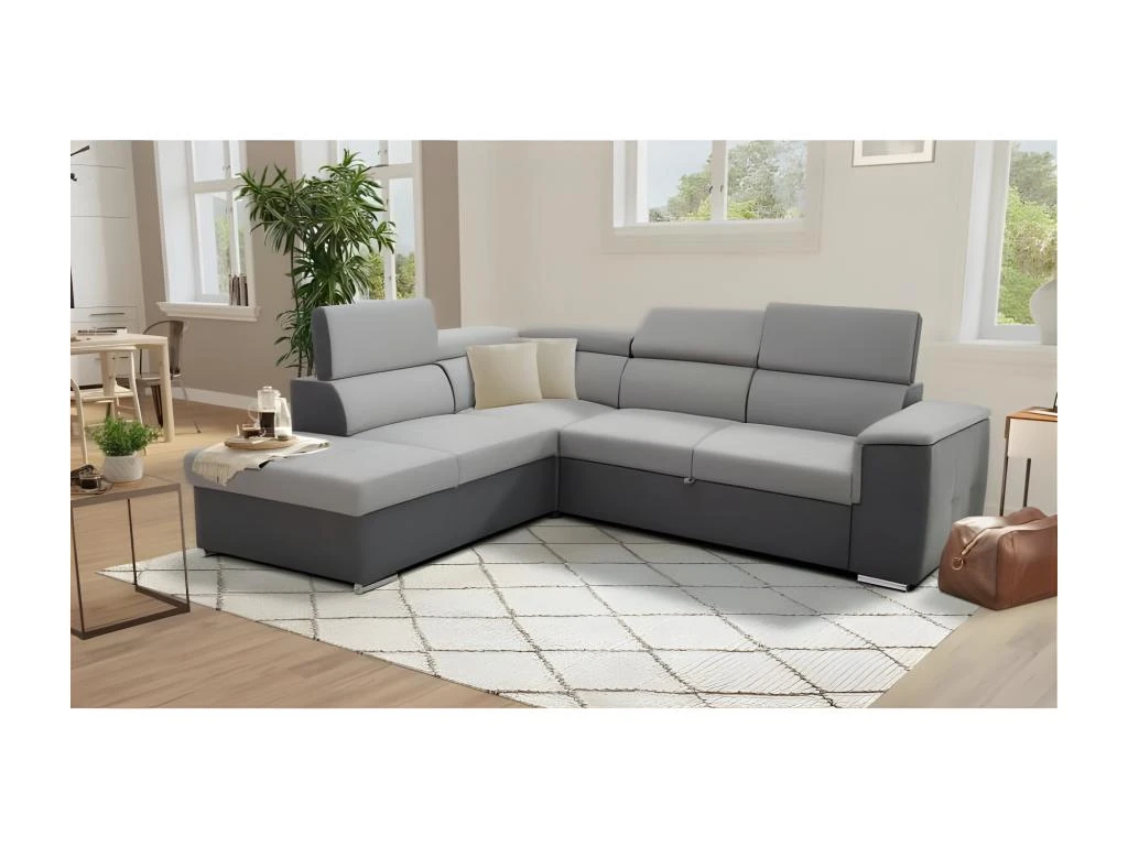 Canapé D'angle Convertible Panoramique 5 Places - Tissu Malmo Anthracite/gris - DAYTONA 2 Canapé D'angle Convertible Panoramique 5 Places - Tissu Malmo Anthracite/gris - DAYTONA – Image 2